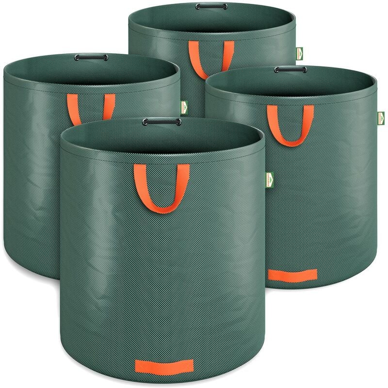 Deuba 4x Sacos para Desechos de Jardín 500L 50Kg 86x86cm 4 Asas Bolsa de Jardinería Plegables Reutilizable Hidrófuga