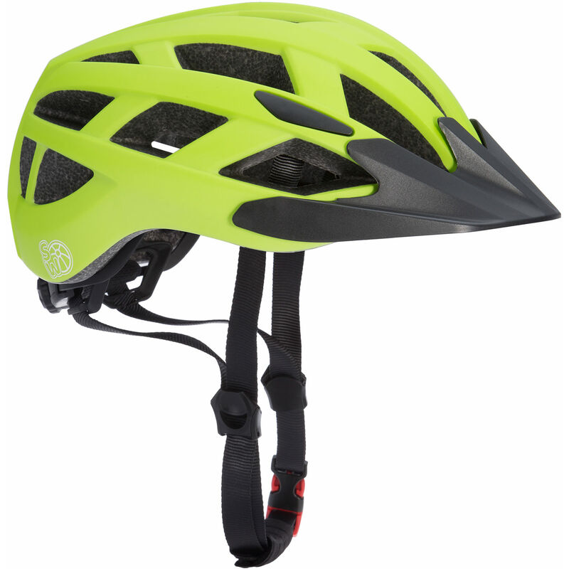 Spielwerk Casco de bicicleta para niños ajustable 50-57cm luz LED 3-13 años correa barbilla visera casco infantil Verde-Negro S