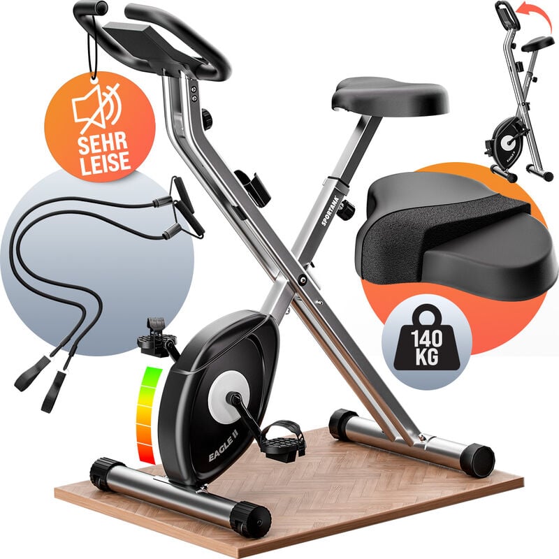 Bicicleta Estática para Fitness Eagle 2-4 10 Niveles de Resistencia Asiento y Pedales Ajustables Ergonómicos Bici Indoor Pantalla LCD