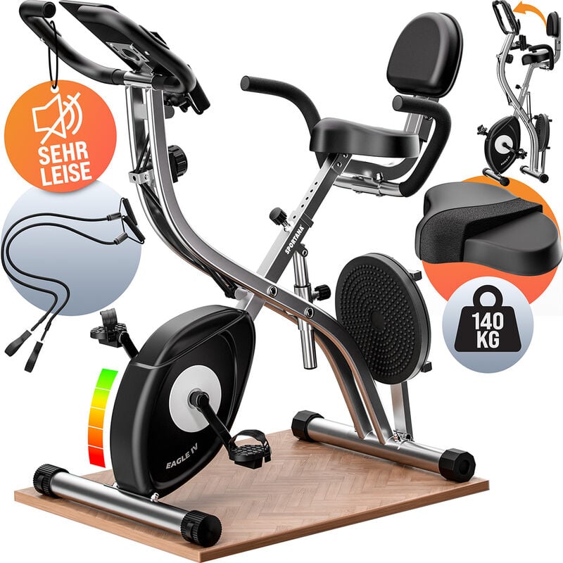 Bicicleta Estática para Fitness Eagle 2-4 10 Niveles de Resistencia Asiento y Pedales Ajustables Ergonómicos Bici Indoor Pantalla LCD