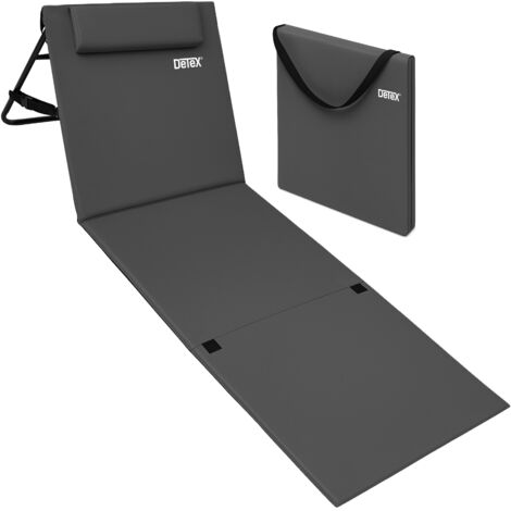 DETEX® Estera de Playa con Respaldo 158x56cm Tumbona Ligera Acolchada Plegable Con Correa de Transporte Bolsillo Cojín Resistente a Intemeperie Esterilla Jardín Piscina  Anthrazit (de)