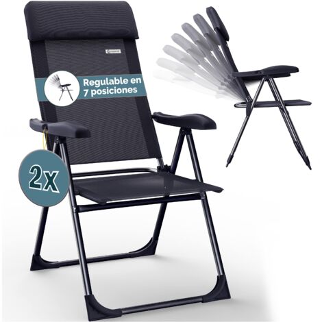 Casaria Set de 2x Sillas de Jardín Plegables ajustables en 7 posiciones Aluminio con respaldo alto función reclinable para Balcón Camping Terraza 2er Set Anthrazit (de)
