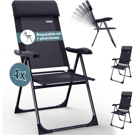 Casaria Set de 2x Sillas de Jardín Plegables ajustables en 7 posiciones Aluminio con respaldo alto función reclinable para Balcón Camping Terraza 4er Set Anthrazit (de)