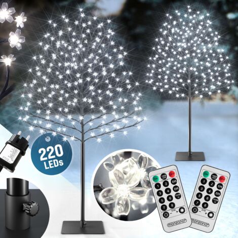 MONZANA® Árbol Led Cerezo Mando a Distancia Interiores Exteriores Temporizador Lámpara Navidad Set de 2 uds. 220cm - 220 leds - azul