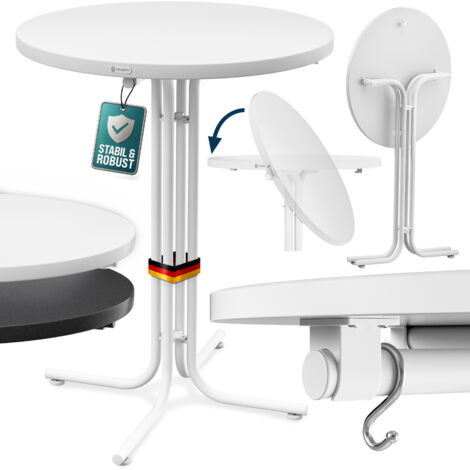CASARIA® Mesa Alta Bar Redonda 70/80x110cm Plegable Metal con Recubrimiento en Polvo Mesa Bistro Fiestas Jardín Blanco/Gris weiß 70cm (de)
