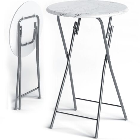 CASARIA® 2x Mesas Altas Plegables Redondas de Bar Bistro Ø 60 cm Aspecto Mármol o Madera MDF Fiestas Celebraciones Weiß Marmoroptik (de)