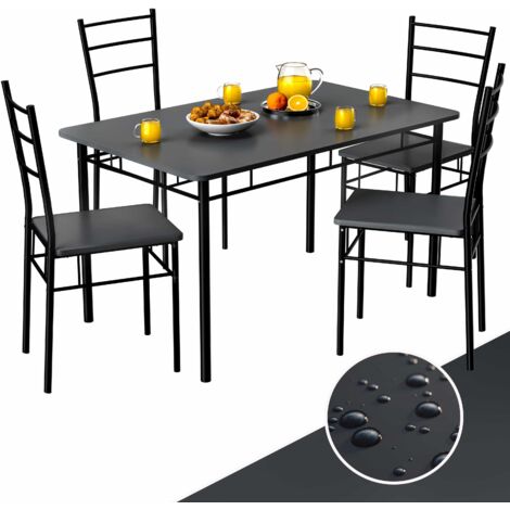 CASARIA® Conjunto Mesa y 4 Sillas Muebles de Cocina Comedor Madera Juego de 5 Pzs. 110x70cm Industrial Leo Anthrazit (de)