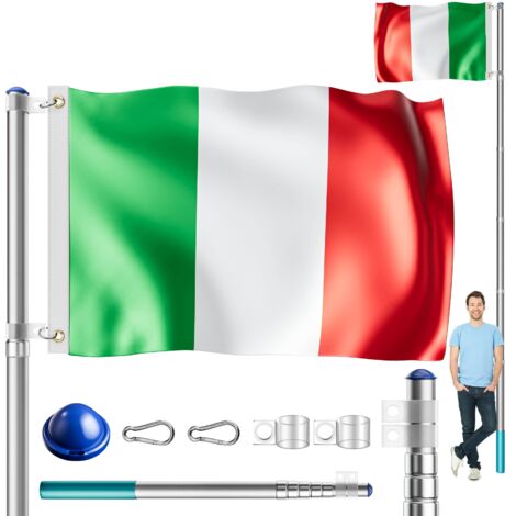 MONZANA® Asta para bandera de aluminio telescopica 6,3m elemento anclaje 60cm Italien (de)