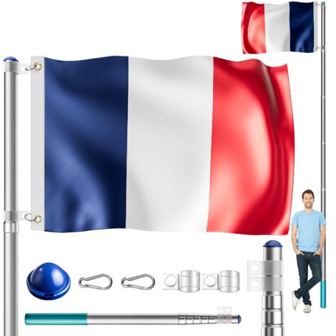 MONZANA® Asta para bandera de aluminio telescopica 6,3m elemento anclaje 60cm Frankreich (de)