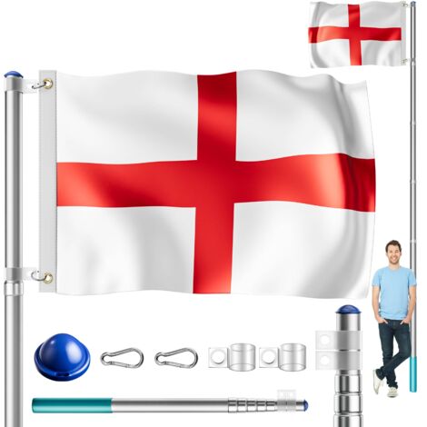 MONZANA® Asta para bandera de aluminio telescopica 6,3m elemento anclaje 60cm UK (de)