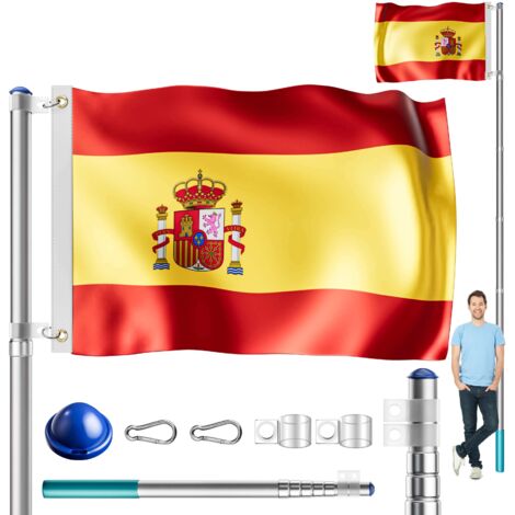 MONZANA® Asta para bandera de aluminio telescopica 6,3m elemento anclaje 60cm Spanien (de)