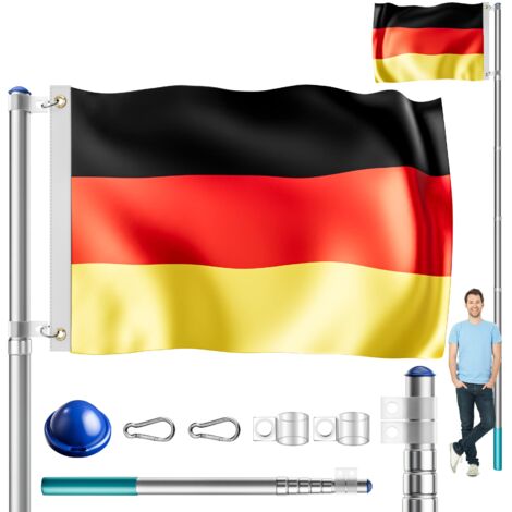 MONZANA® Asta para bandera de aluminio telescopica 6,3m elemento anclaje 60cm Deutschland (de)
