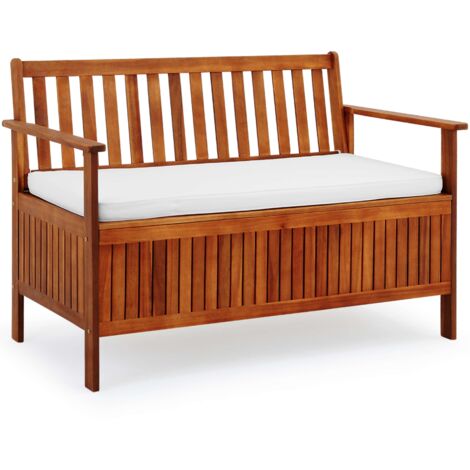 CASARIA® Banco de jardín con baúl resistente a la intemperie 320kg de capacidad, almacenaje 120x62cm