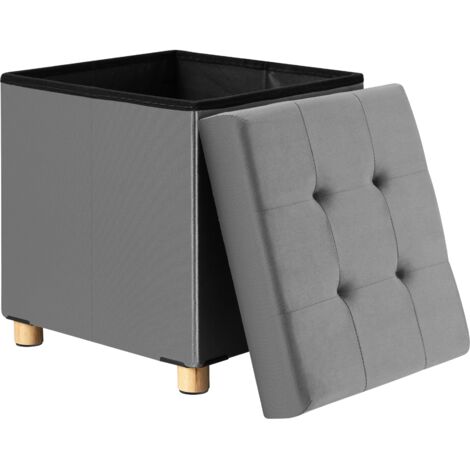 CASARIA® Puff con espacio de almacenamiento Terciopelo Plegable incl. pies 38x38cm Capacidad Carga 300kg Salón Dormitorio Pasillo Taburete Reposapiés Anthrazit (de)