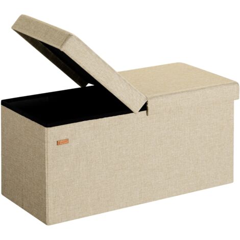CASARIA® Baúl de Almacenaje y Banco 2en1 Plegable Asiento Acolchado XL-131L o L-100L - Color a elegir L - Beige (de)