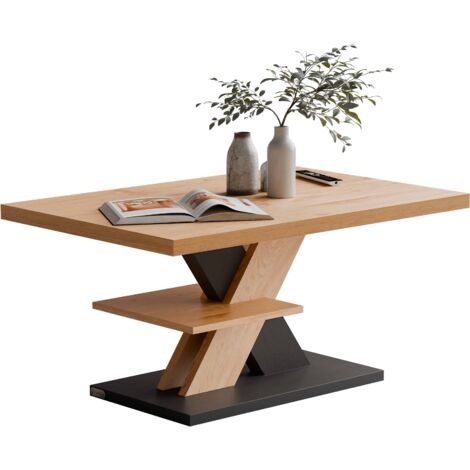 CASARIA® Mesa de centro Detroit 90x60x45cm 2 Tableros Madera Soporta 50kg Resistente a Rasguños Mesa de Salón Moderna holz grau (de)