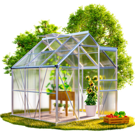 GARDEBRUK® Invernadero Jardín Exterior 3,6m²-7,2m² Puerta Corredera Ventanas Abatibles Cultivo Tomates Plantas 190x190x195 cm con base