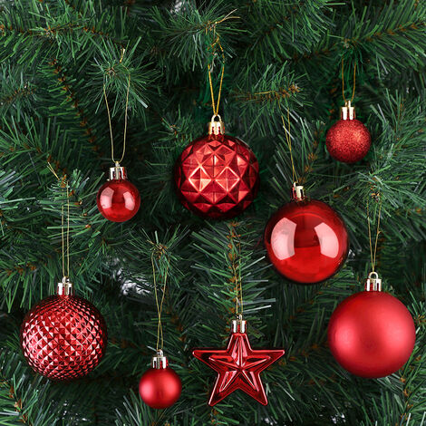 CASARIA® Bolas Árbol de Navidad Set Completo 66 Pzs. Adornos Decoración Brillante Mate Colgante Rojo Plateado Dorado Rosa Rojo