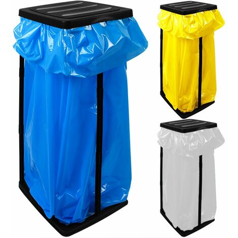 3x Soportes para bolsas de con Tapa Negra 60L Cubo de basura desechos Reciclaje color