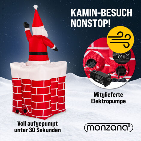 Monzana Papá Noel en chimenea inflable con luces LED 130-178 cm Muñeco de navidad para exterior o interior