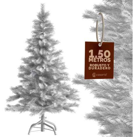 CASARIA® Árbol de Navidad Artificial 140cm 150cm 180cm 240cm con Soporte Decoración Navideña Verde Blanco Blanco 150cm