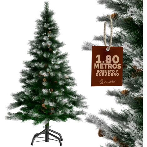 CASARIA® Árbol de Navidad Artificial 140cm 150cm 180cm 240cm con Soporte Decoración Navideña Verde Blanco Nieve 180cm