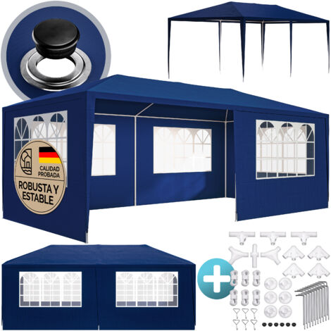 Casaria Pabellón Rimini Cenador 3x6m Carpa Plegable 18m² Protección UV 50 Resistente al Agua 6 Paredes Jardín Patio Eventos Azul (Protección UV)