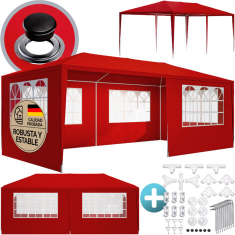 Casaria Pabellón Rimini Cenador 3x6m Carpa Plegable 18m² Protección UV 50 Resistente al Agua 6 Paredes Jardín Patio Eventos Rojo (Protección UV)