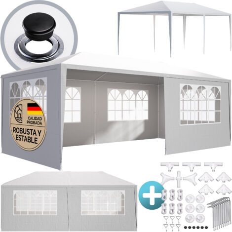 Casaria Pabellón Rimini Cenador 3x6m Carpa Plegable 18m² Protección UV 50 Resistente al Agua 6 Paredes Jardín Patio Eventos Blanco (protección UV)