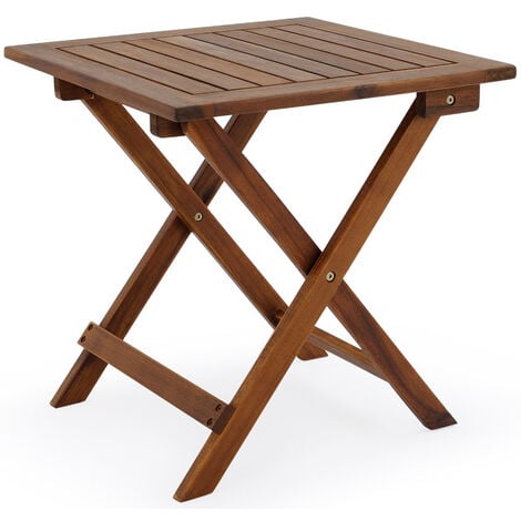 Mesa tipo bistró con plancha de cristal plegable mesa de patio jardín mesa Ø 60 cm marrón