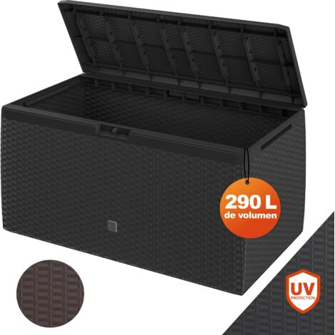 CASARIA® Arcón Jardín Exterior Baúl Almacenaje 290L con 6 Ruedas Asas Resistente Intemperie Rayos UV Caja Cojines 117x47x60cm Rato PLUS antracita