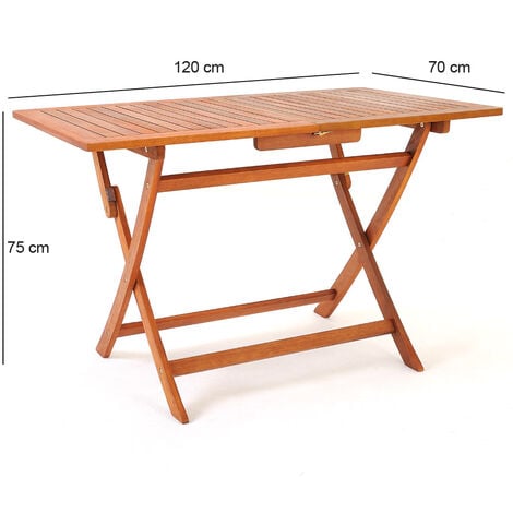 Conjunto de jardín comedor mesa plegable 120x70 + 4 sillas madera y  textileno beige - Java Light