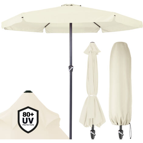 Kingsleeve®  Sombrilla de Jardín Ø 330cm Protección UV 80+ Repelente al Agua Fácil Manejo Balcón Terraza Jardín Parasol Grande Beige