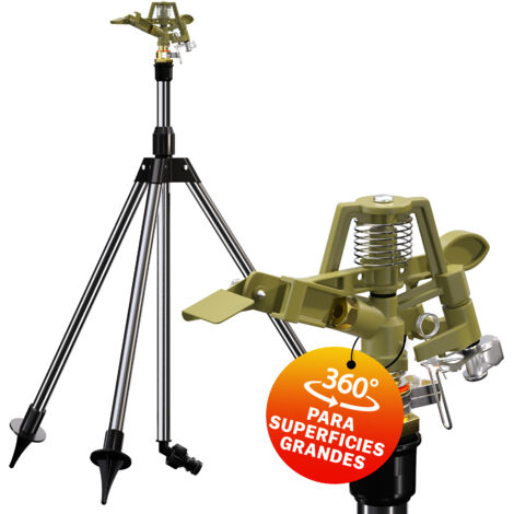 GARDEBRUK® Rociador de césped soporte telescópico altura 97cm rango de riego 24m aspersor circular giratorio 360° jardín