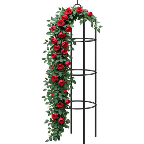 GARDEBRUK® Arco de Rosas y Columnas para Plantas Trepadoras Decoración Jardín Soporte Enrejado Estructura de Metal con Puerta M 3 - 200 cm