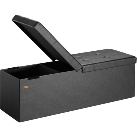 CASARIA® Baúl de Almacenaje y Banco 2en1 Plegable Asiento Acolchado XL-131L o L-100L - Color a elegir XL - Negro