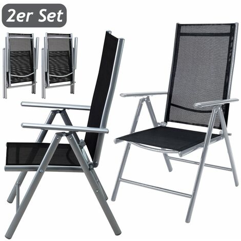 2x Alu silla de jardín silla de camping silla plegable de aluminio respaldo alto 
