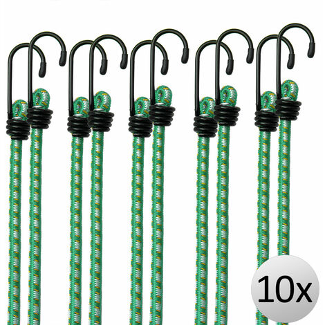 Deuba 10x Pulpos Elásticos 61cm Cuerdas Elásticas Verde Tensor de Goma  Fijación de Equipaje Lonas