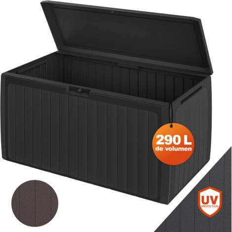 CASARIA® Arcón Jardín Exterior Baúl Almacenaje 290L con 6 Ruedas Asas Resistente Intemperie Rayos UV Caja Cojines 117x47x60cm Board PLUS antracita