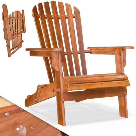 Deuba Tumbona de Jardín Adirondack 84x69x94cm Madera de Acacia Plegable Ergonómica Apoyabrazos Redondeados