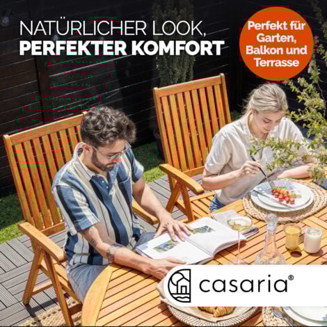 Deuba Mesa de Jardín Vanamo Mesa Extensible de Madera Eucalipto Certif FSC® Soporte Sombrilla