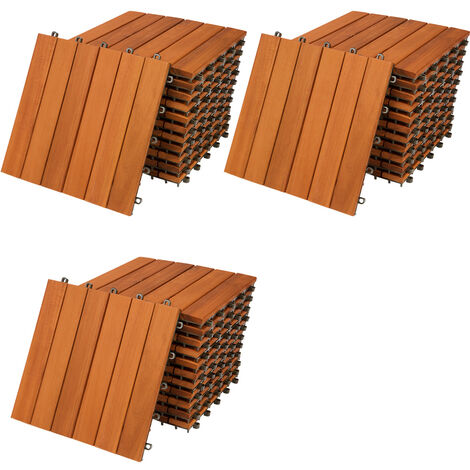 Outsunny Set de 27 Baldosas de Madera 30x30 cm con Área de 2,5 m² Losetas  Sistema de Clic para Balcón Terraza Jardín Marrón Oscuro