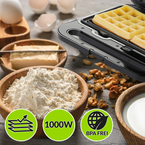 Monzana Parrilla XXL 3en1 Sandwichera Grill Gofrera libre de BPA placas  antiadherentes intercambiables 1000W gofres cocina