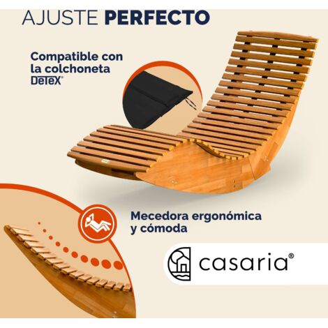 Casaria 2x Tumbonas Mecedoras Ergonómicas 155x60x93cm de Madera de