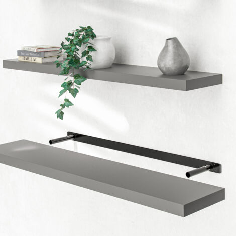 Casaria Estante de pared balda flotante de MDF con soporte de fijación almacenaje decoraciones libros interior oficina 110cm gris