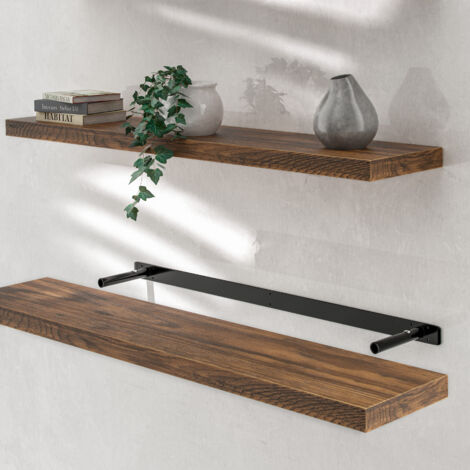 Casaria Estante de pared balda flotante de MDF con soporte de fijación almacenaje decoraciones libros interior oficina 110cm roble oscuro