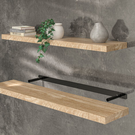 Casaria Estante de pared balda flotante de MDF con soporte de fijación almacenaje decoraciones libros interior oficina 110cm Roble