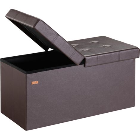 CASARIA® Baúl de Almacenaje y Banco 2en1 Plegable Asiento Acolchado XL-131L o L-100L - Color a elegir L - Marrón
