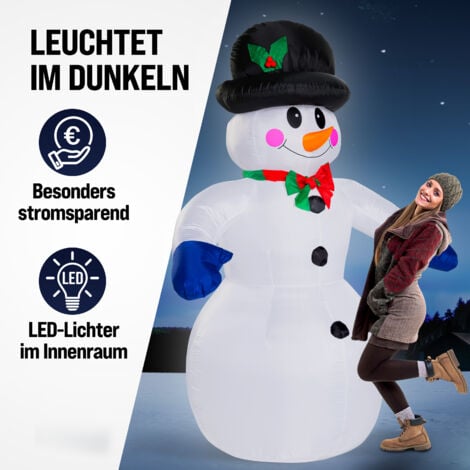 Deuba Muñeco de nieve inflable XXL 240cm decoración exterior de navidad luces LED muñeco hinchable