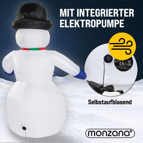 Deuba Muñeco de nieve inflable XXL 240cm decoración exterior de navidad luces LED muñeco hinchable